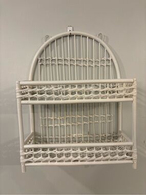 Vintage Rattan Wicker shelf two tier